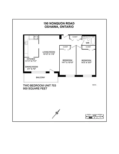 Floor plan 2 Bedroom 2 Bed 1 Bath 2