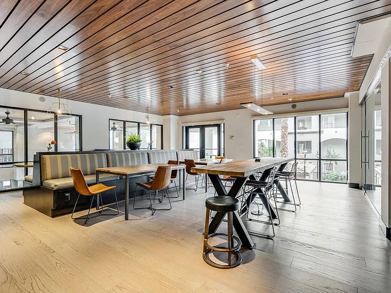 Our coworking space features a conference table for larger meetings