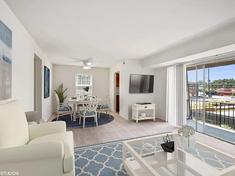 Lovely Living Room with Sliding Glass Door