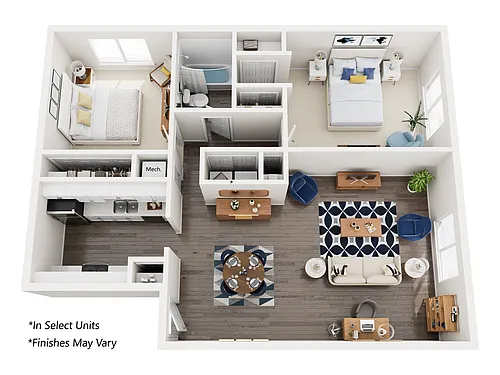Floor plan 2 Bedroom 1 Bath