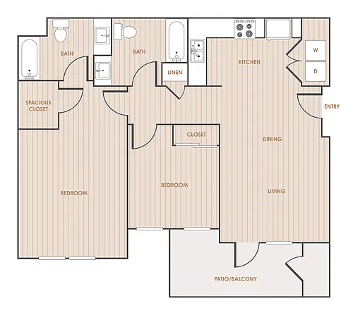 Floor plan 2 Bedroom 2 Bathroom 22B