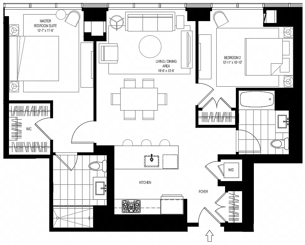 Floor plan 800 Park 2 Bed/2 Bath-B3