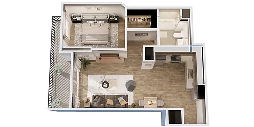 Floor plan 1 BD, 1 BTH A5