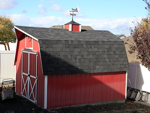 Yard shed behind RV pad