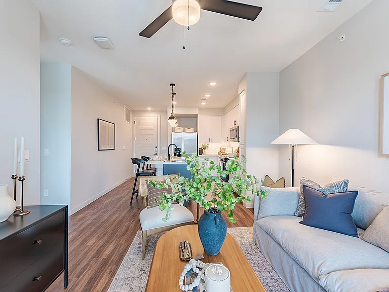 Living Room with Hardwood-Style Flooring