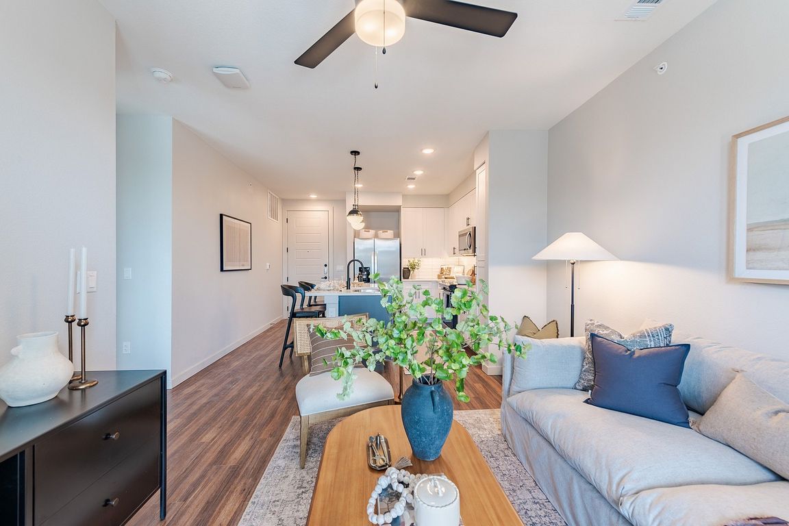 Living Room with Hardwood-Style Flooring