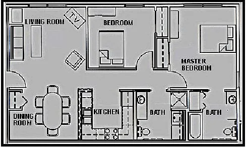 Floor plan 2 Bedroom, 2 Bath