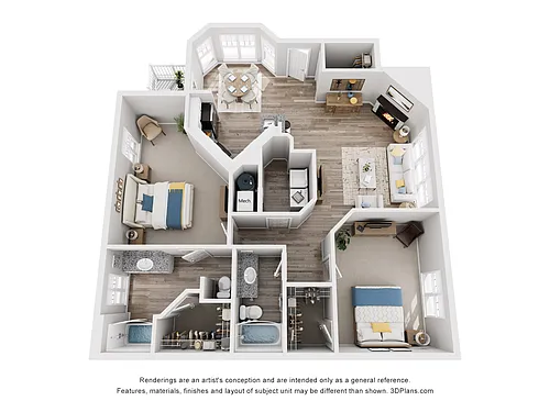 Floor plan B7a - Two Bedroom, Two Bathroom