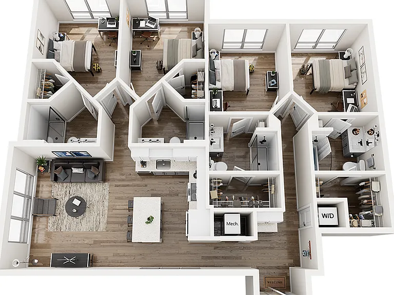 The Gathering at UC 4 Bedroom Floor Plan D3 The Gathering at UC 4 Bedroom Floor Plan D3