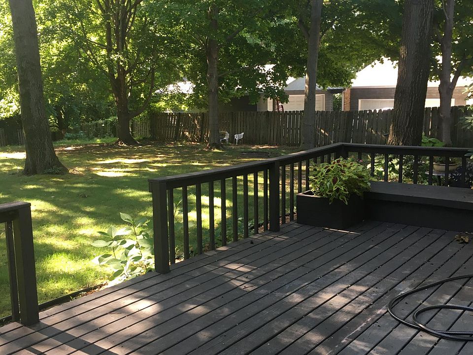 Deck and backyard.