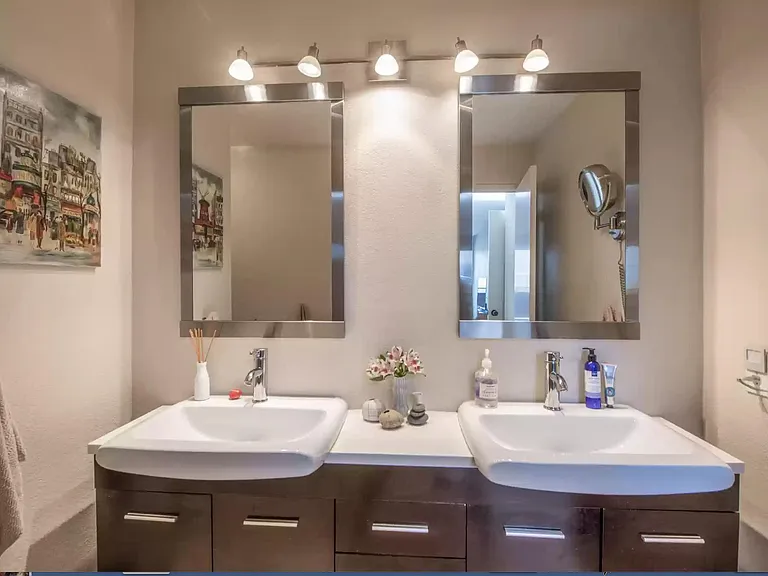 Master bath with elegant double sink