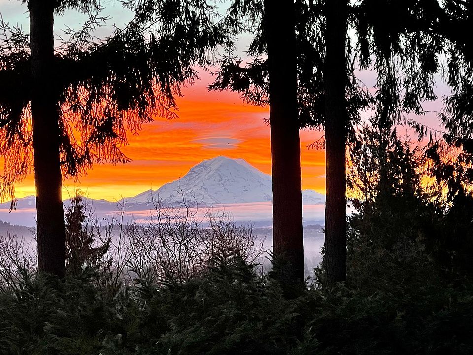 View of Mt. Rainier sunrise from back deck.