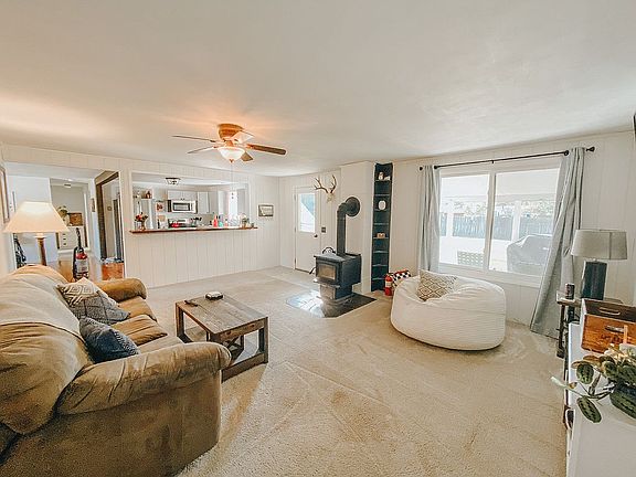 Living room with wood stove