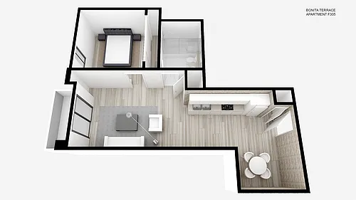 Floor plan One Bed ~ One Bath