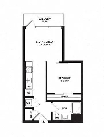 Floor plan Jr 1C w/ Balcony