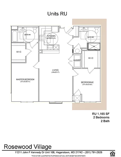 Floor plan 2 bed 2 bath RU