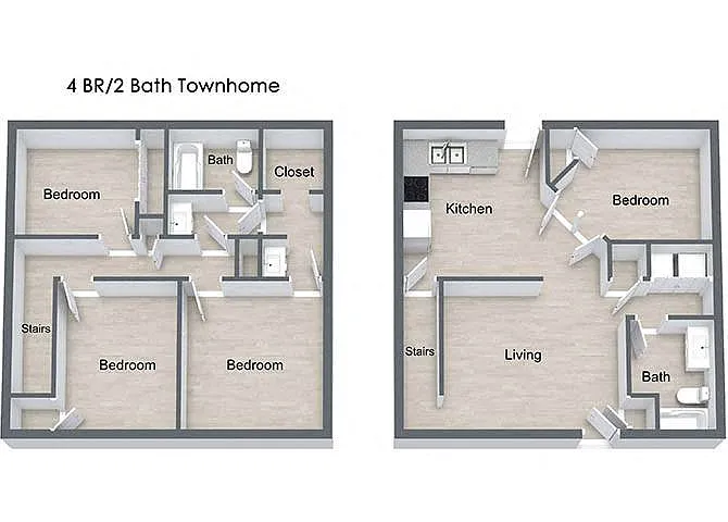 Floor plan Four Bedroom Townhome