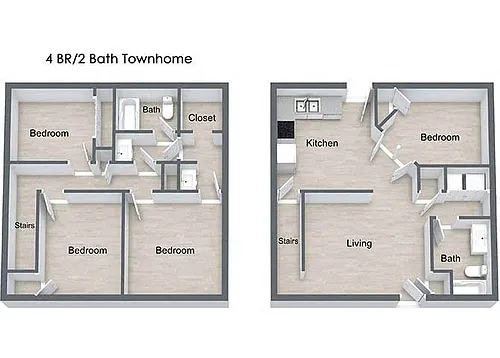 Floor plan Four Bedroom Townhome