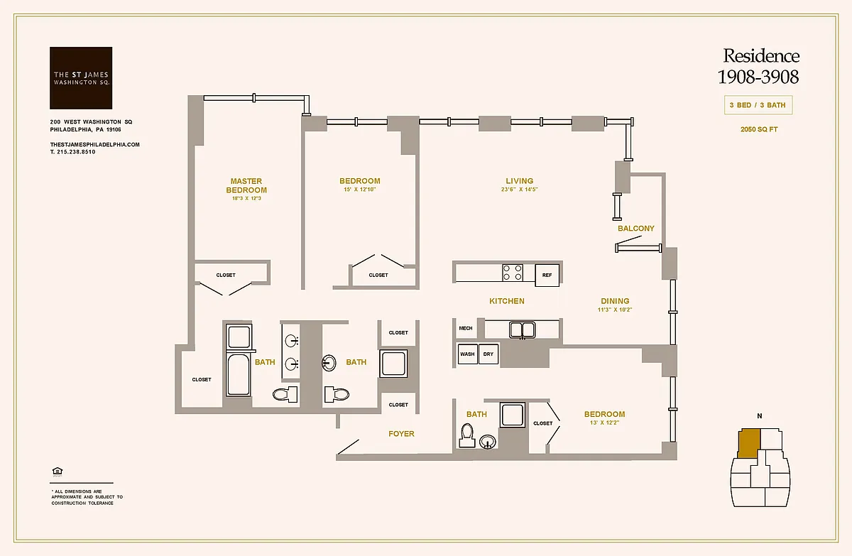Floor plan 3 Bed 3 Bath C2