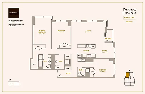 Floor plan 3 Bed 3 Bath C2