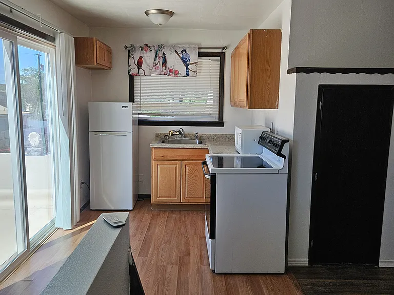 Kitchen with sliding doors