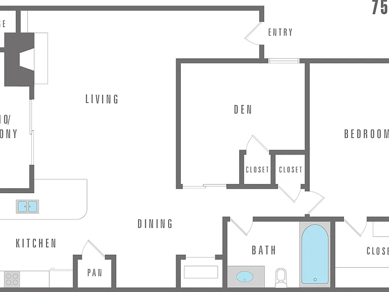 One bedroom, one bathroom One bedroom, one bathroom