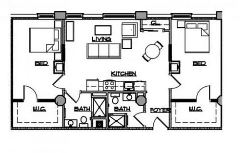 Floor plan 2 Bedroom, Two Bathroom, Premium