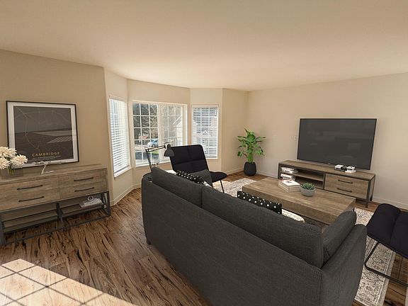 Living room with southern facing windows.