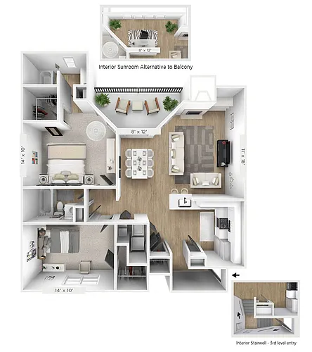 Floor plan The Grand With Sun Room 2 BR 2 BA