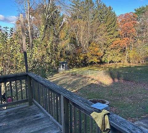 Built-in fire pit in the huge yard