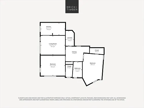 Floor plan 2 Bedroom 1 Bath