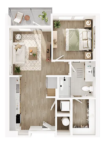 Floor plan COWBOY ZOMBIE One Bed One Bath