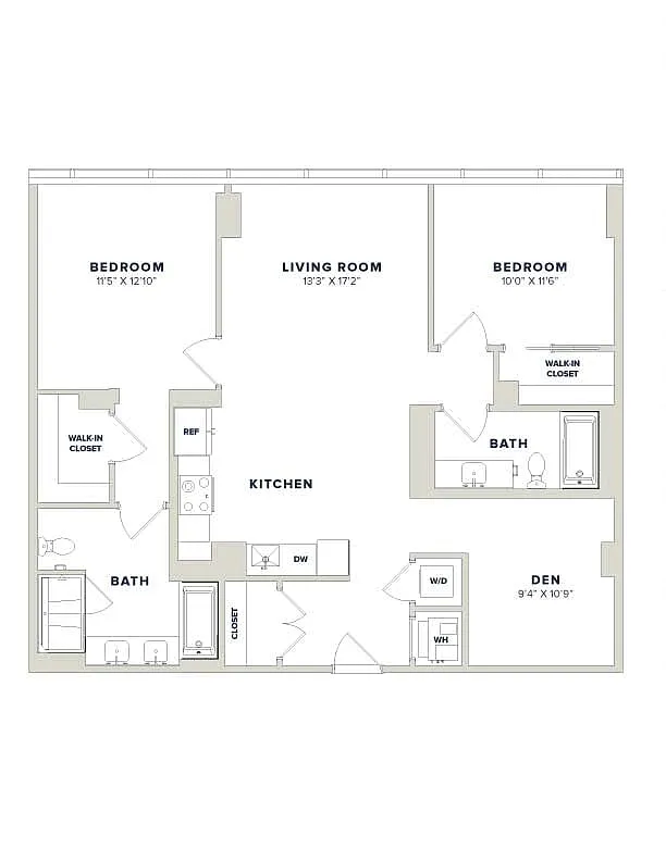 Floor plan 2 Bed-2 Bath Den Penthouse-PH2A Luminary