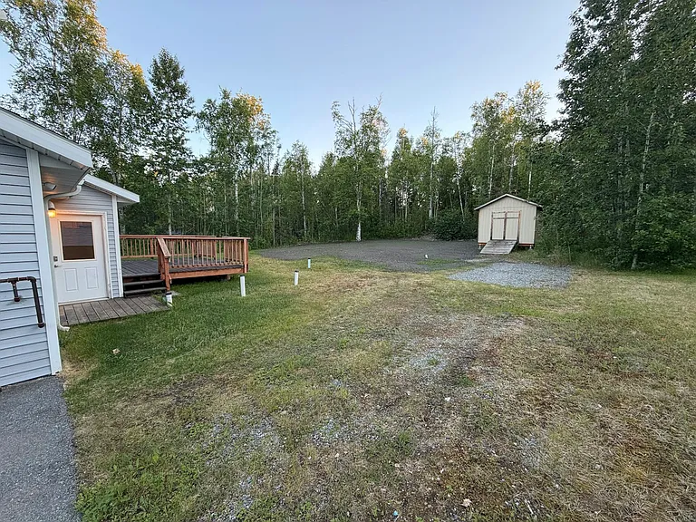Back yard from edge of driveway