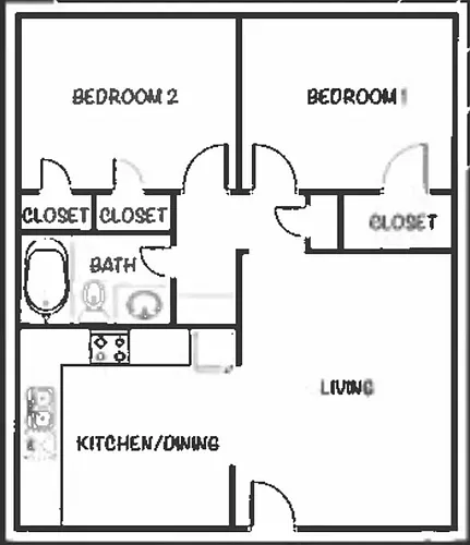 Floor plan 2 bedroom 1 bath
