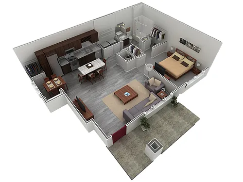 Floor plan 1 BR Grand Courtyard