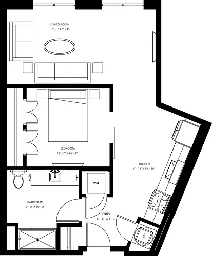 Floor plan J3 - Junior One Bedroom