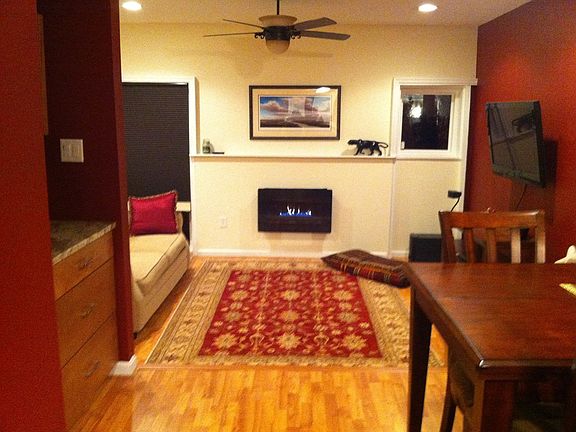 View from kitchen to living room