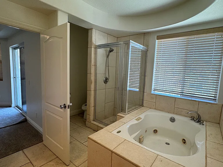 Master Bathroom with shower and Jacuzzi tub.