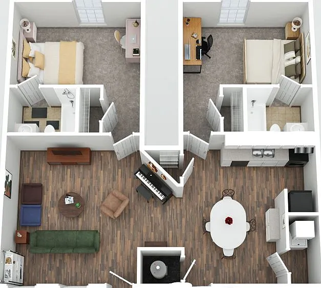 Flat. Extra room has no bathroom (office).