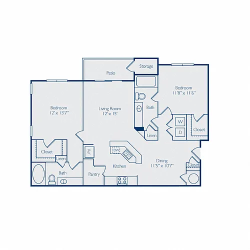 Floor plan Two Bedroom Two Bath