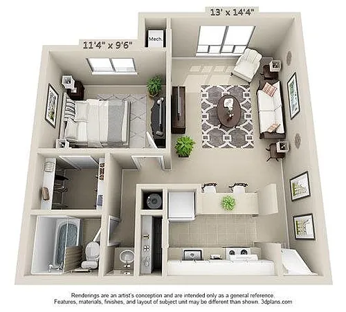 Floor plan 1 Bed 1 Bath