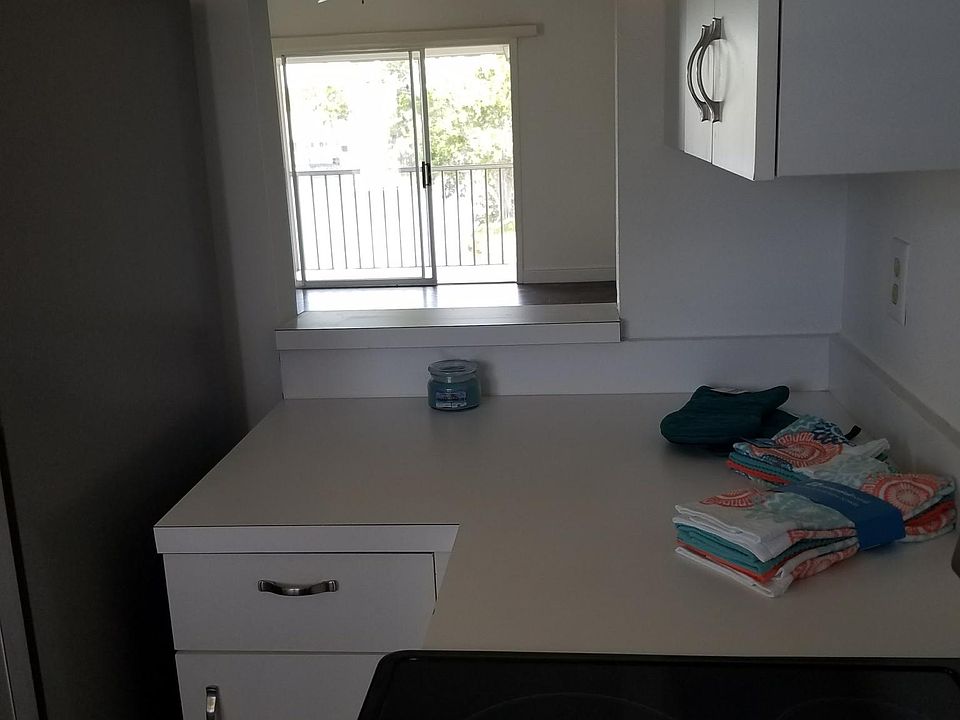 View from the kitchen through the opening to the living room