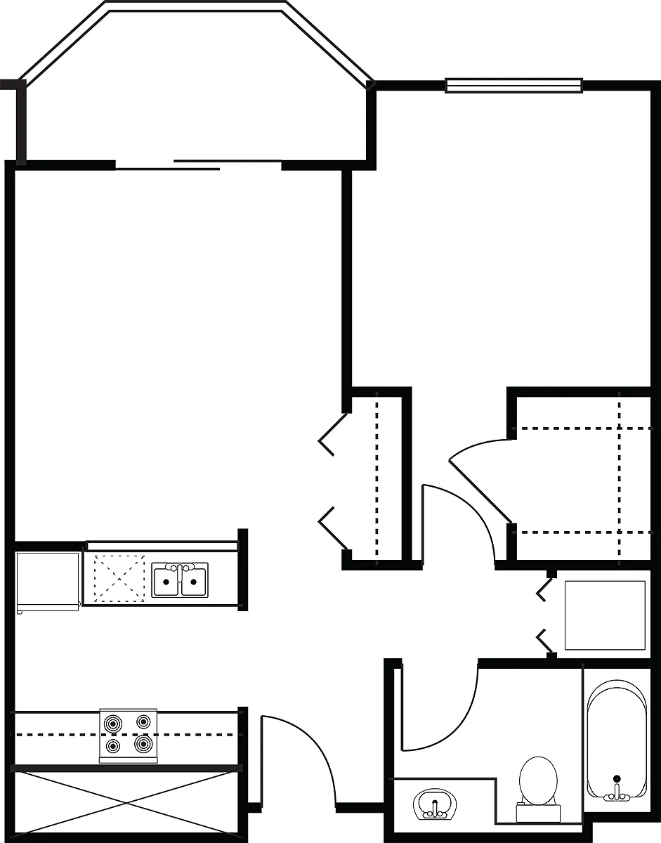 Floor plan 1 Bedroom -594