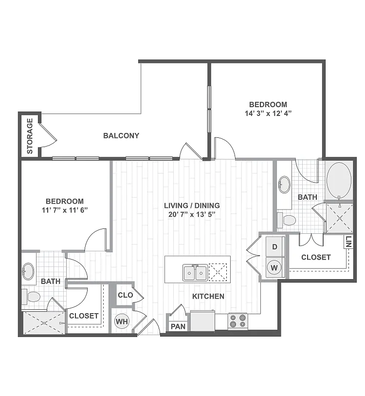 Floor plan 2 Bedroom 22C