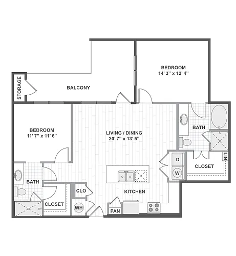 Floor plan 2 Bedroom 22C