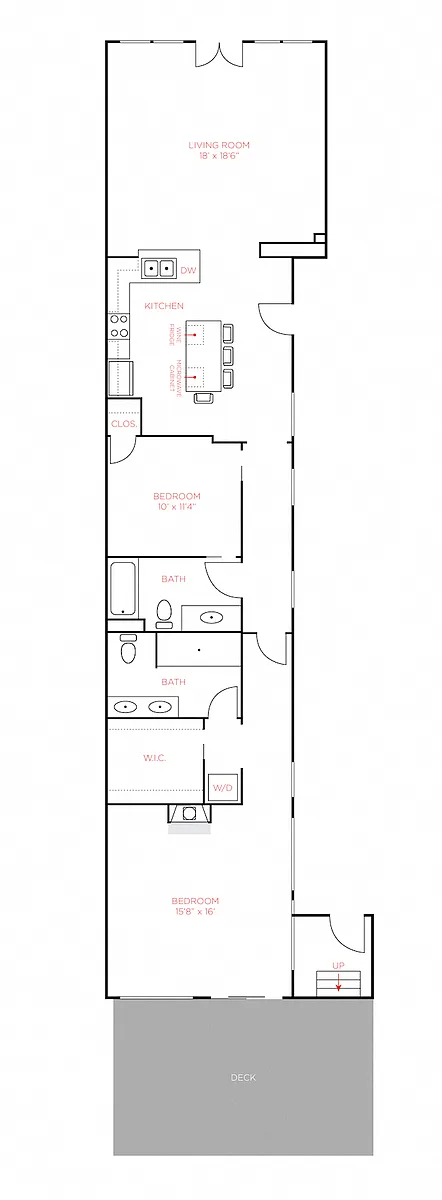 Floor plan 1007 St. Gregory - Two Bedroom