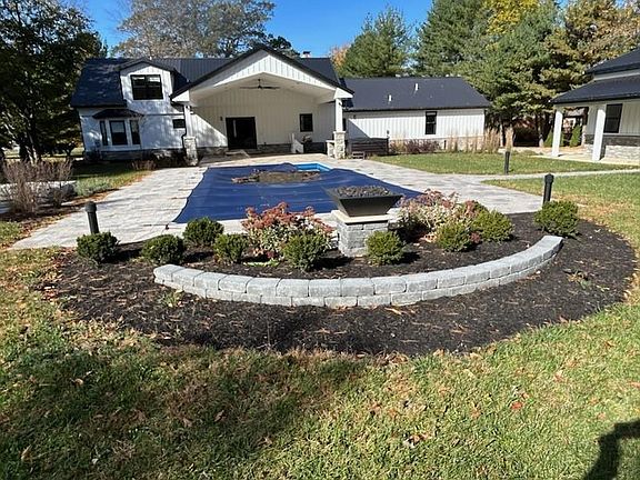 new landscaping and fire feature