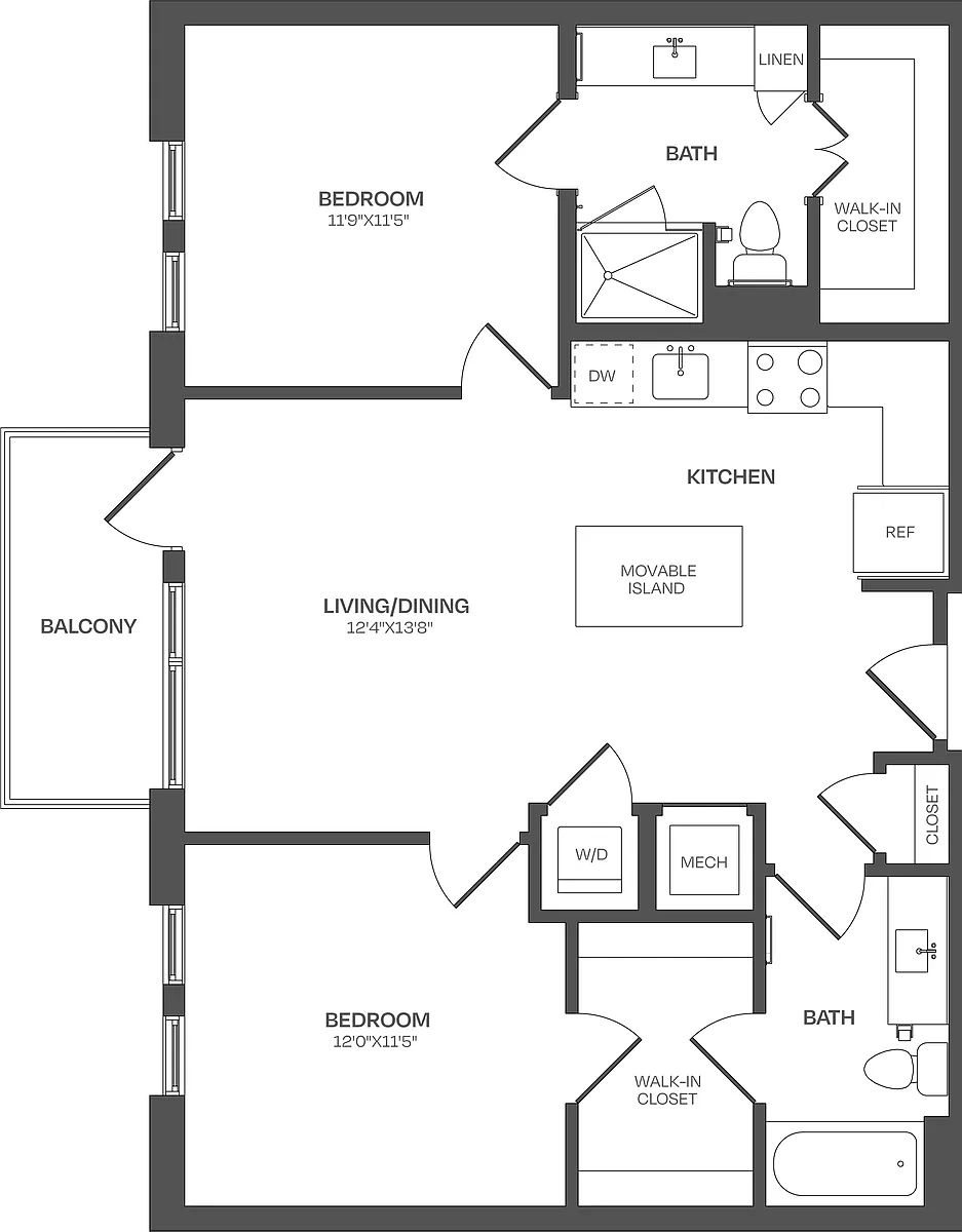 Floor plan 2 Bed/2 Bath-C04