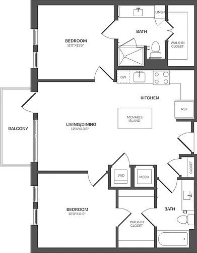 Floor plan 2 Bed/2 Bath-C04